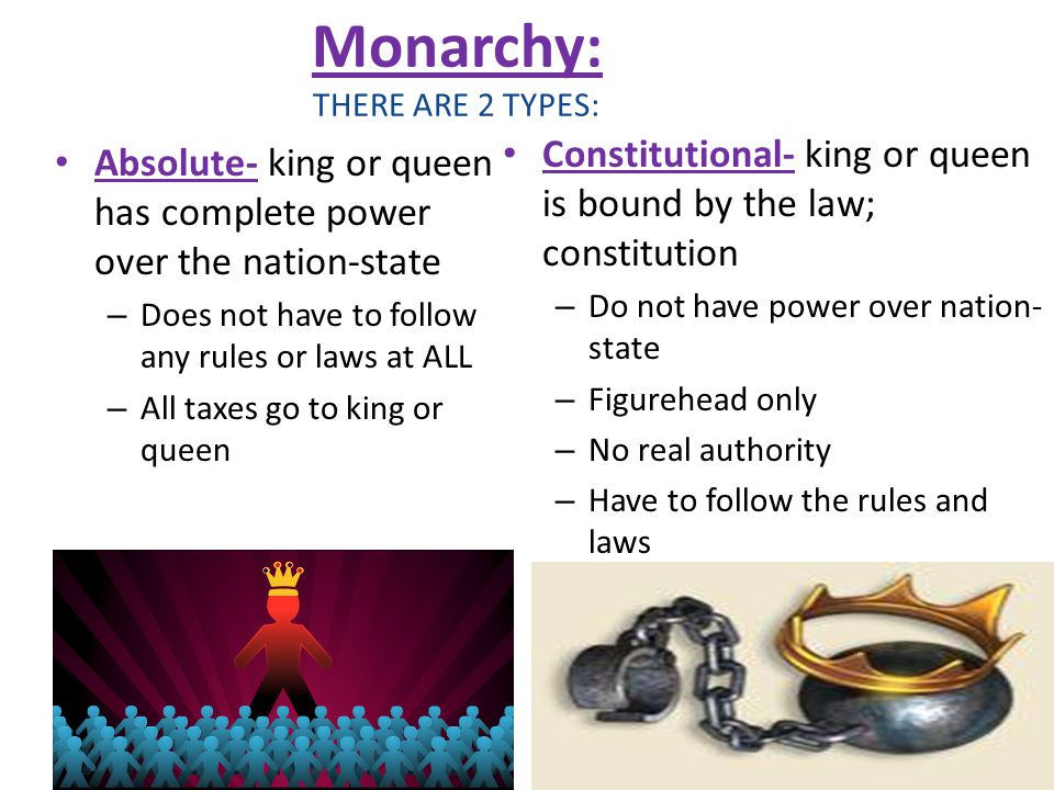 Monarchy: THERE ARE 2 TYPES: