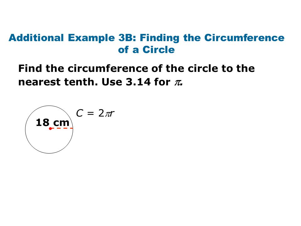 Additional Example 3B: Finding the Circumference of a Circle