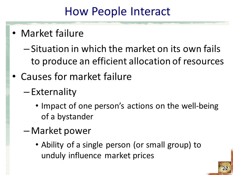 How People Interact Market failure Causes for market failure