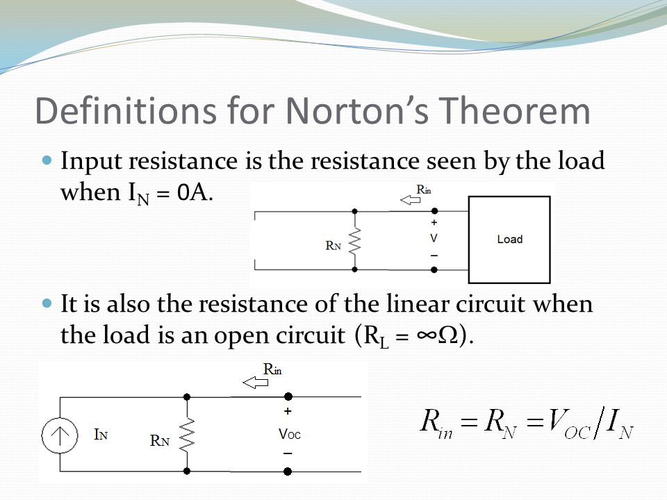 Definitions for Norton’s Theorem