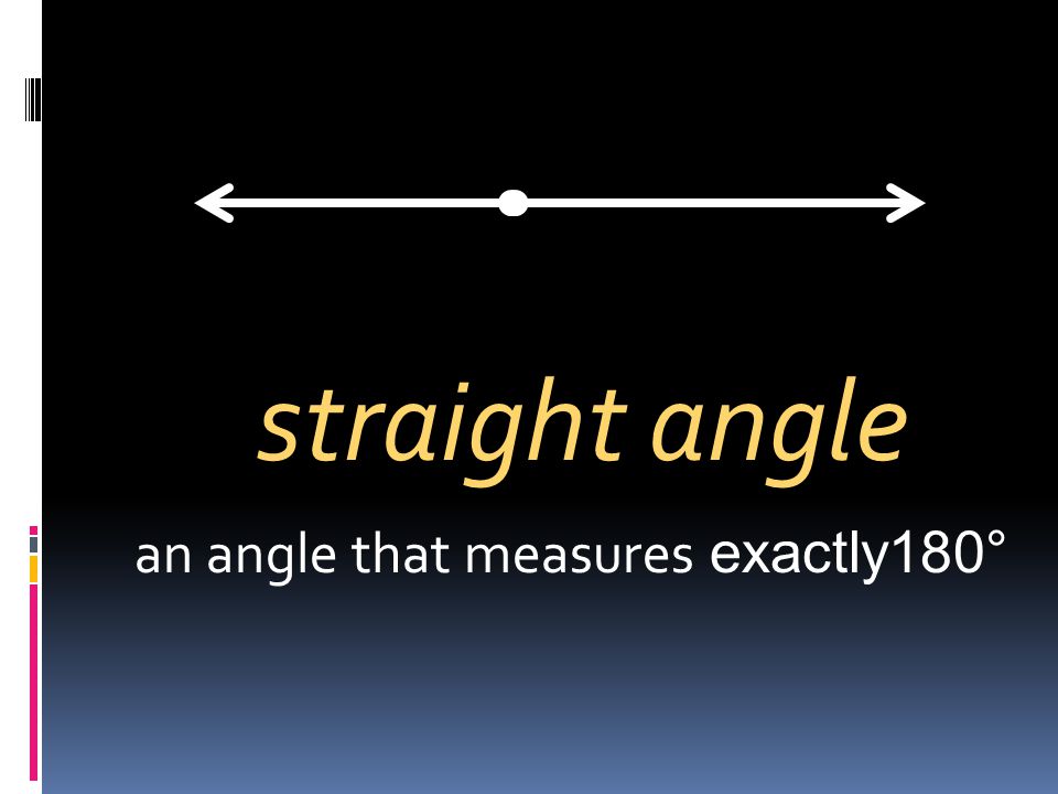 straight angle an angle that measures exactly180°