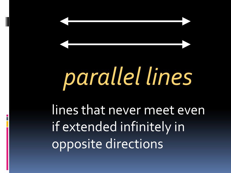 parallel lines lines that never meet even if extended infinitely in opposite directions
