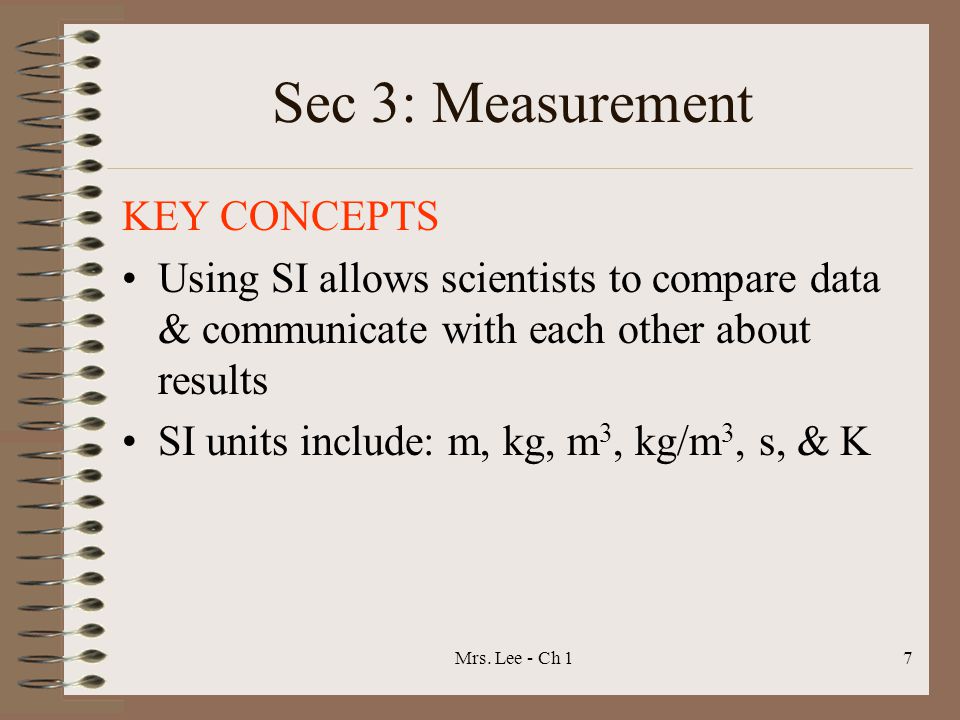 Sec 3: Measurement KEY CONCEPTS