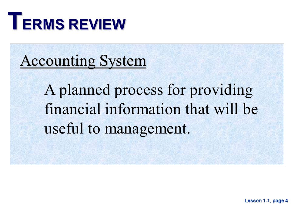TERMS REVIEW Accounting System