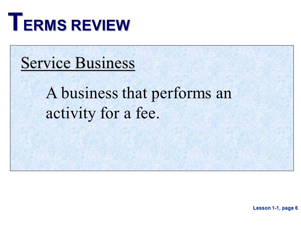 TERMS REVIEW Service Business