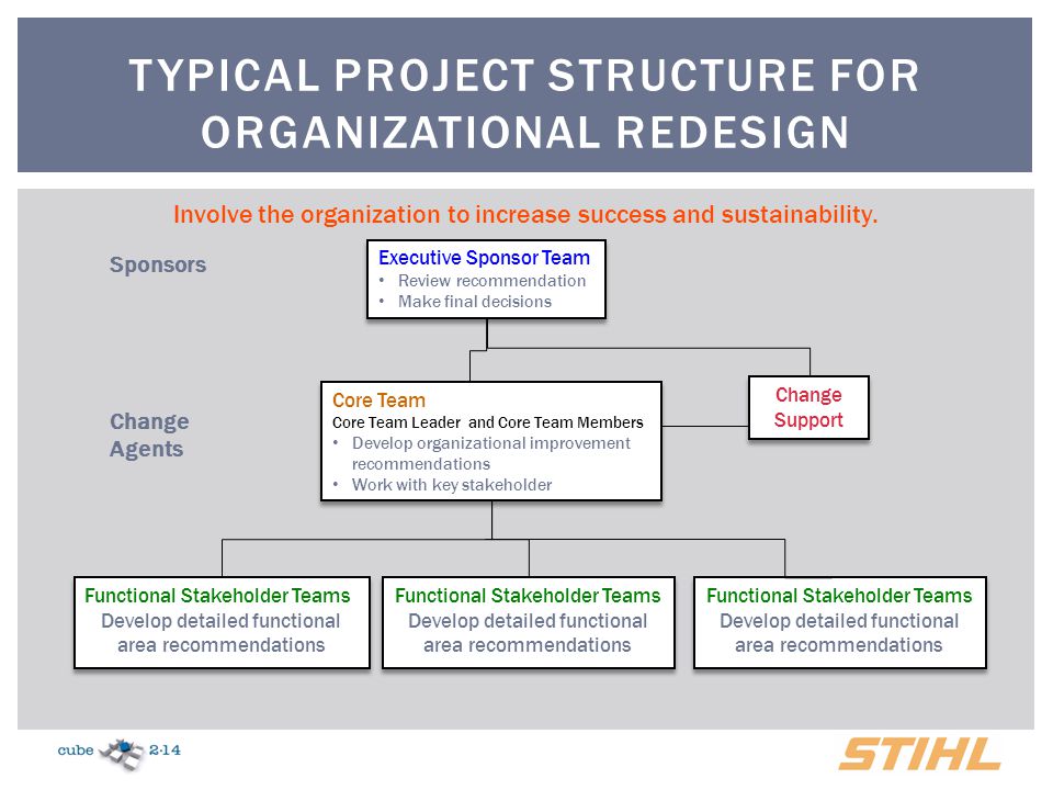 Typical project structure for organizational redesign