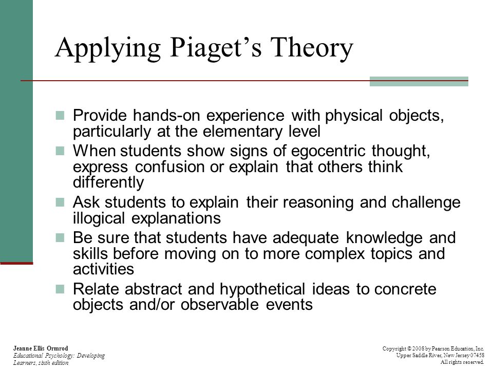 Applying Piaget’s Theory