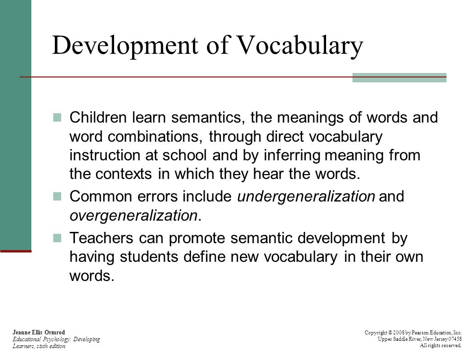 Development of Vocabulary