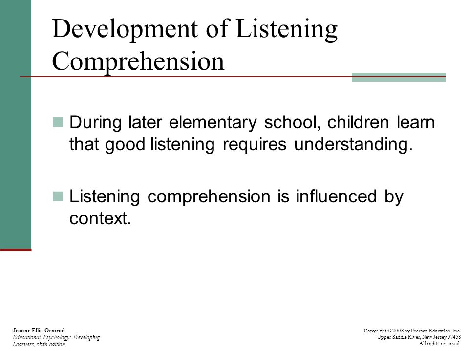 Development of Listening Comprehension