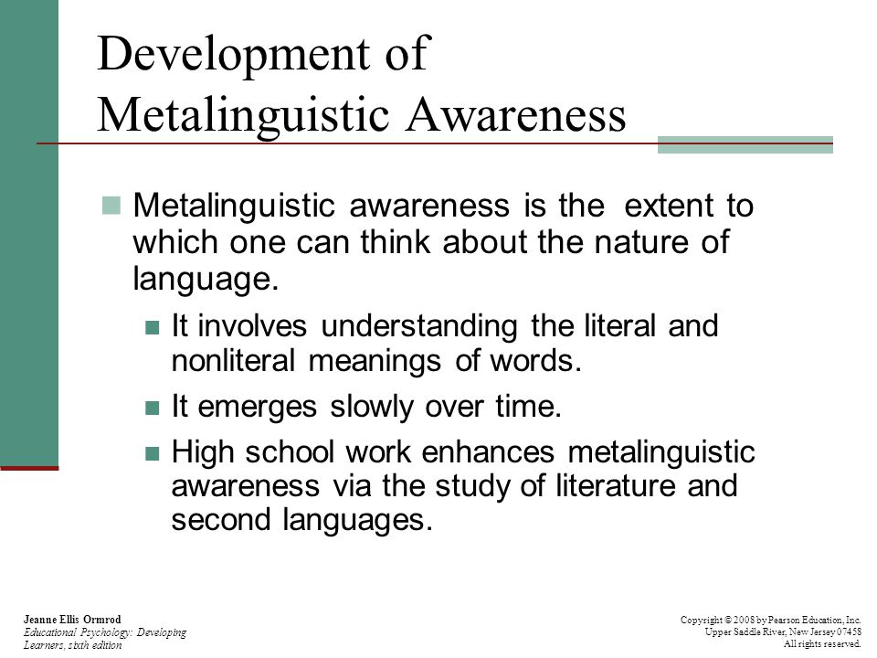 Development of Metalinguistic Awareness