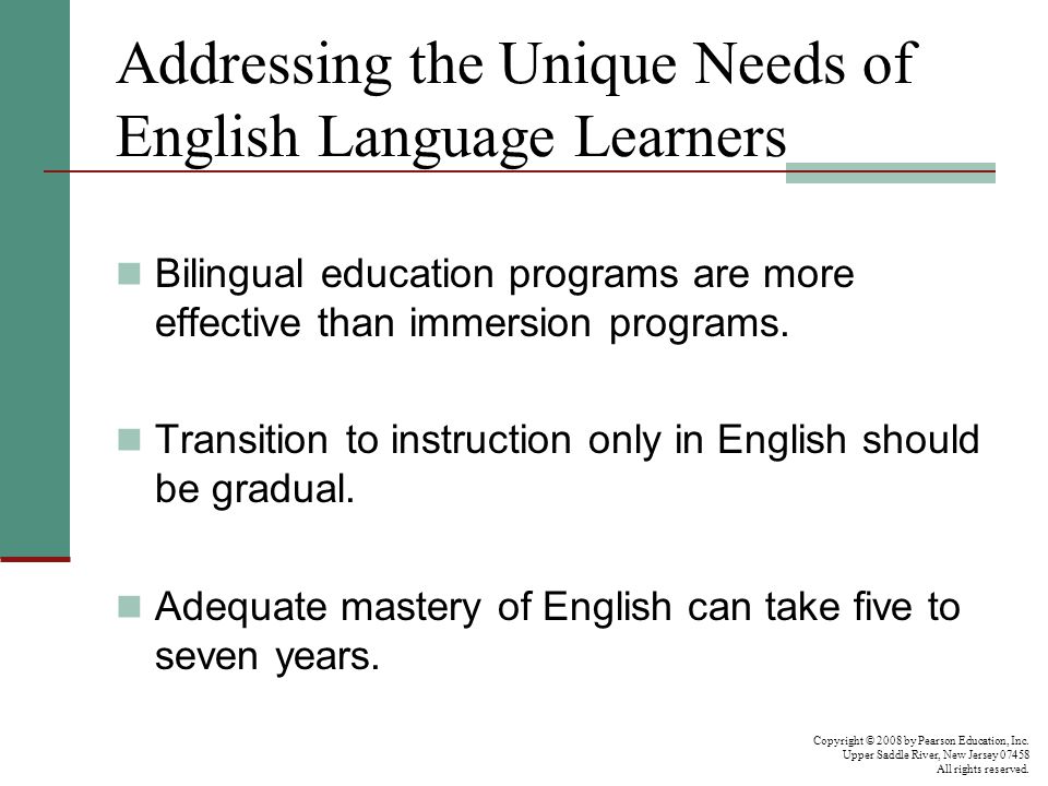 Addressing the Unique Needs of English Language Learners