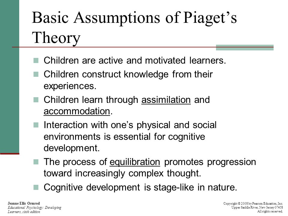 Basic Assumptions of Piaget’s Theory