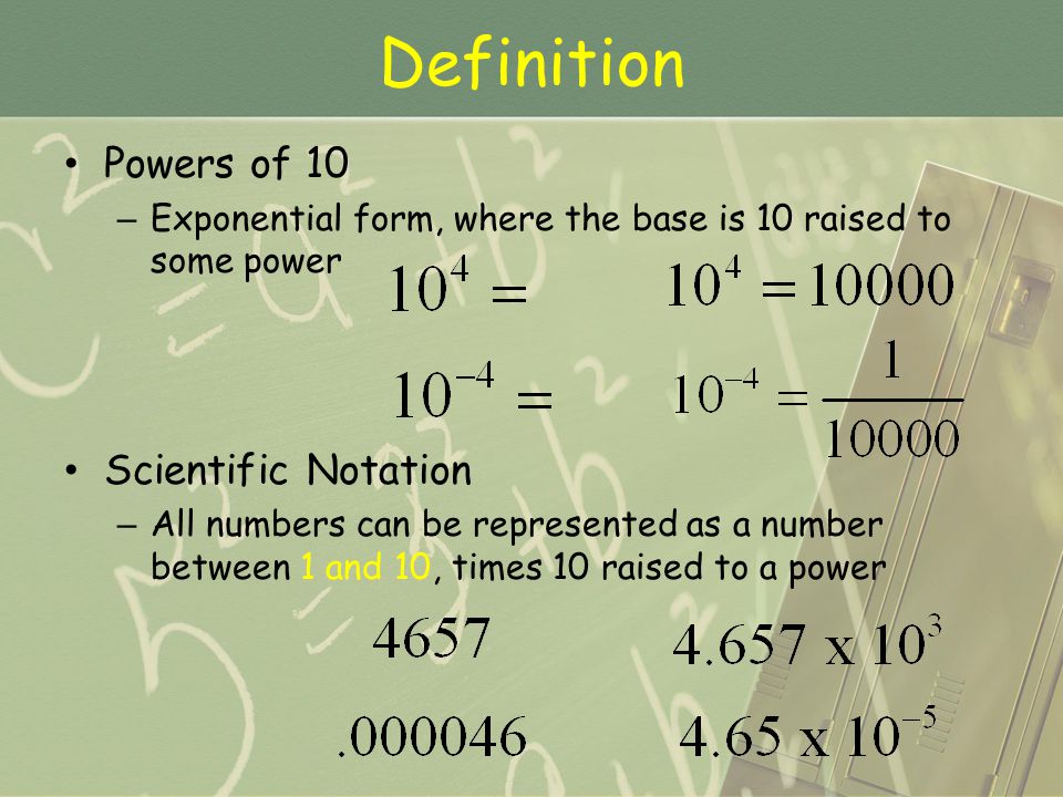 Definition Powers of 10 Scientific Notation