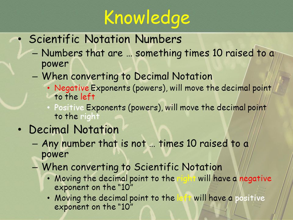 Knowledge Scientific Notation Numbers Decimal Notation