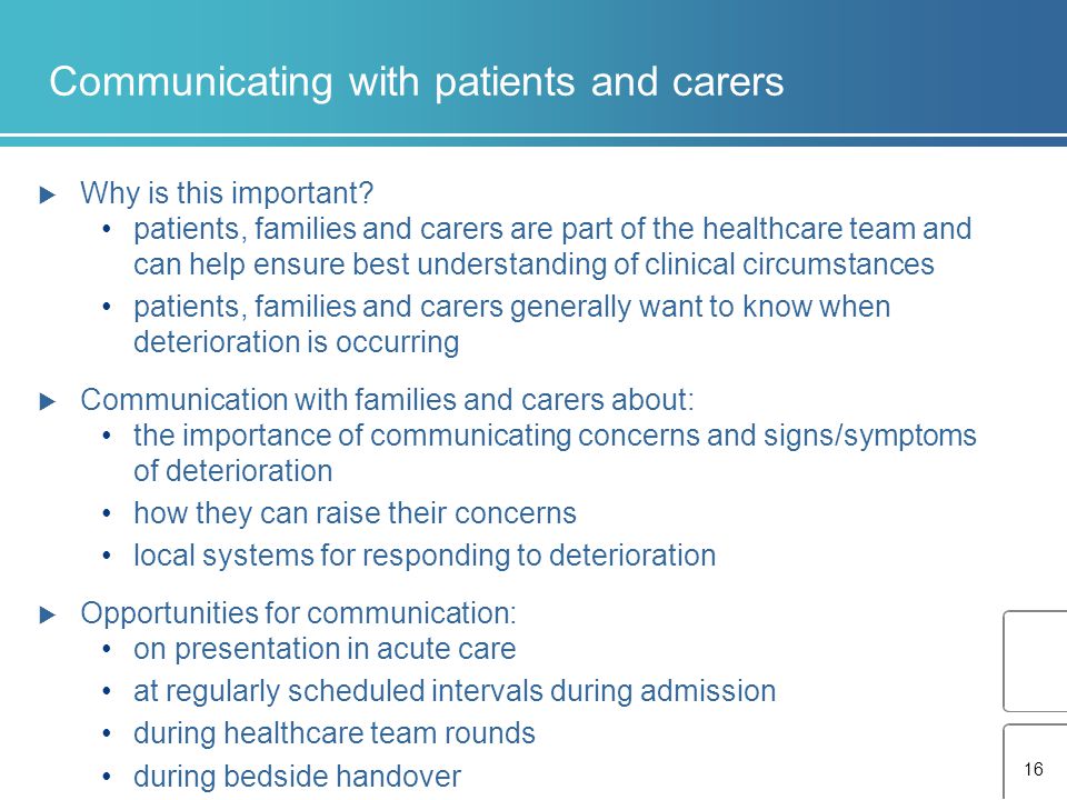 Communicating with patients and carers