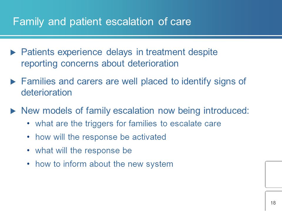 Family and patient escalation of care