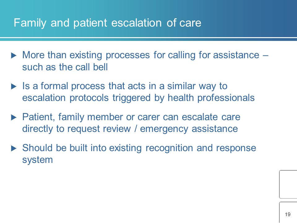 Family and patient escalation of care