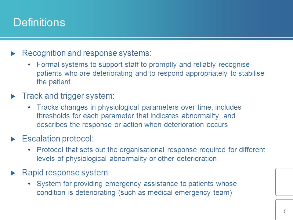 Definitions Recognition and response systems: