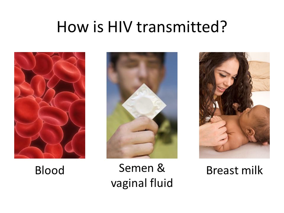 How is HIV transmitted Semen & vaginal fluid Blood Breast milk