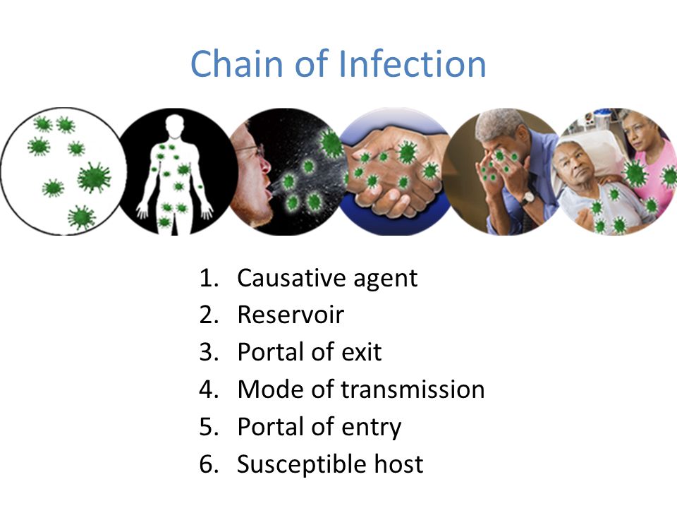 Chain of Infection Causative agent Reservoir Portal of exit