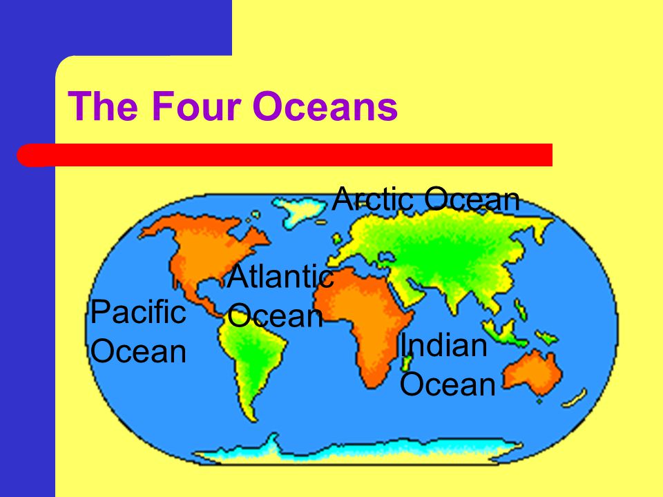 The Four Oceans Arctic Ocean Atlantic Ocean Pacific Ocean Indian Ocean