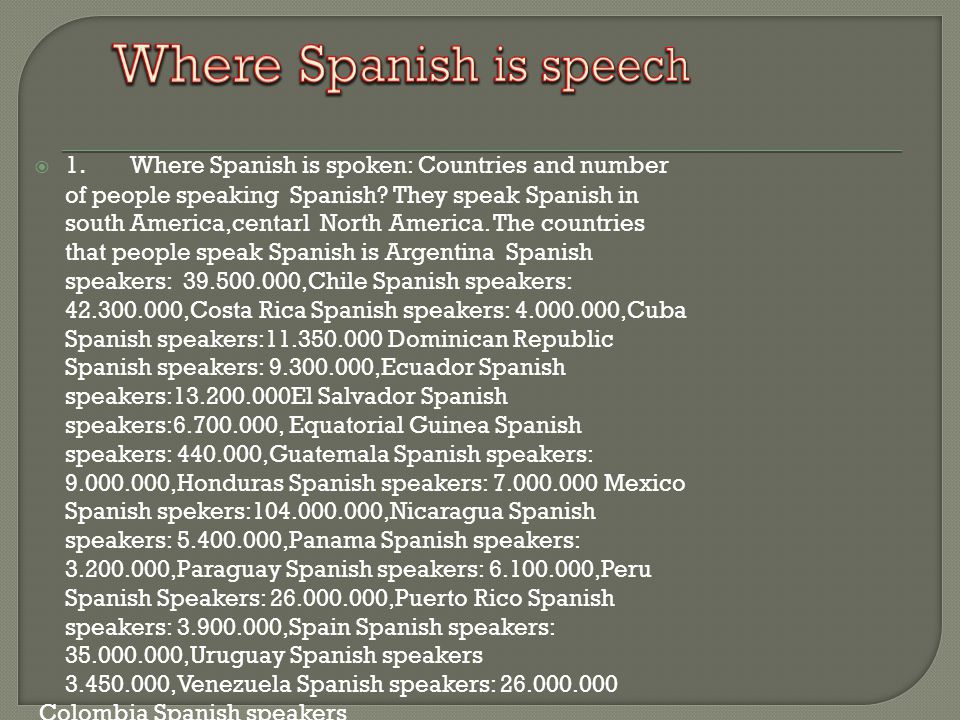 Where Spanish is speech