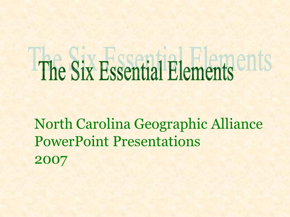 The Six Essential Elements