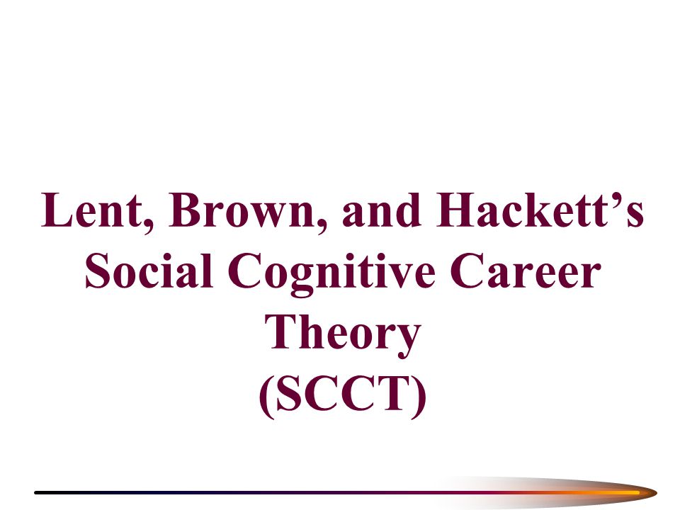 Lent, Brown, and Hackett’s Social Cognitive Career Theory (SCCT)