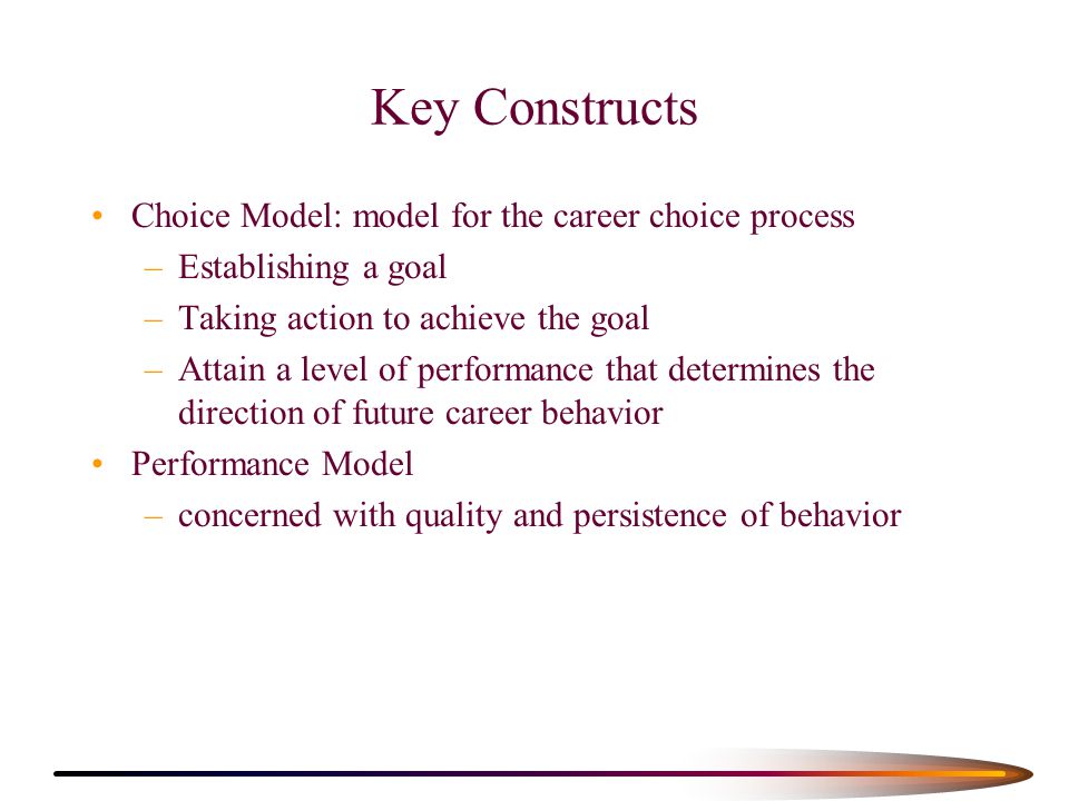 Key Constructs Choice Model: model for the career choice process