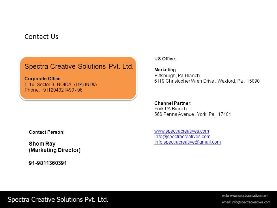 Contact Us Spectra Creative Solutions Pvt. Ltd. Shom Ray