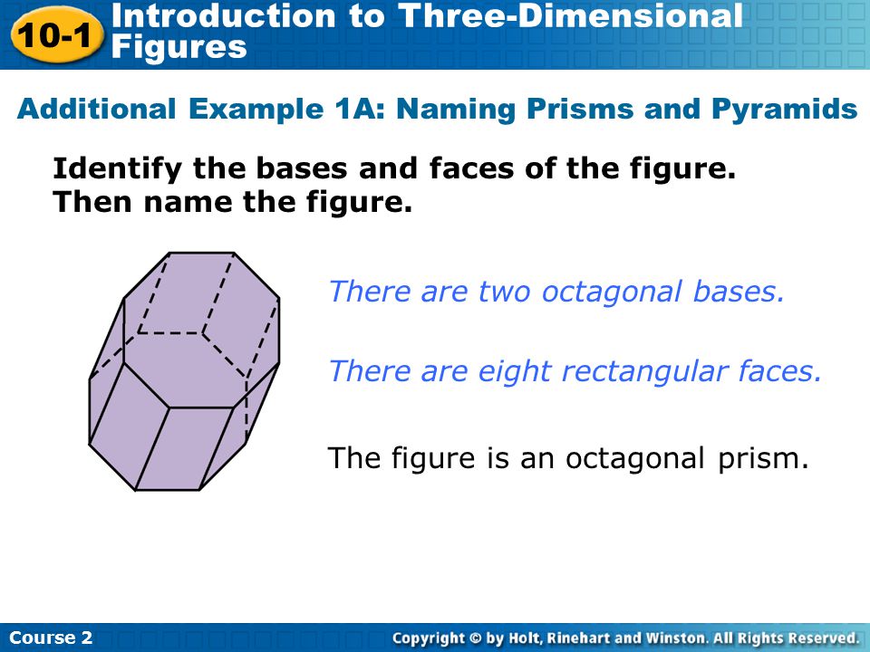 Additional Example 1A: Naming Prisms and Pyramids