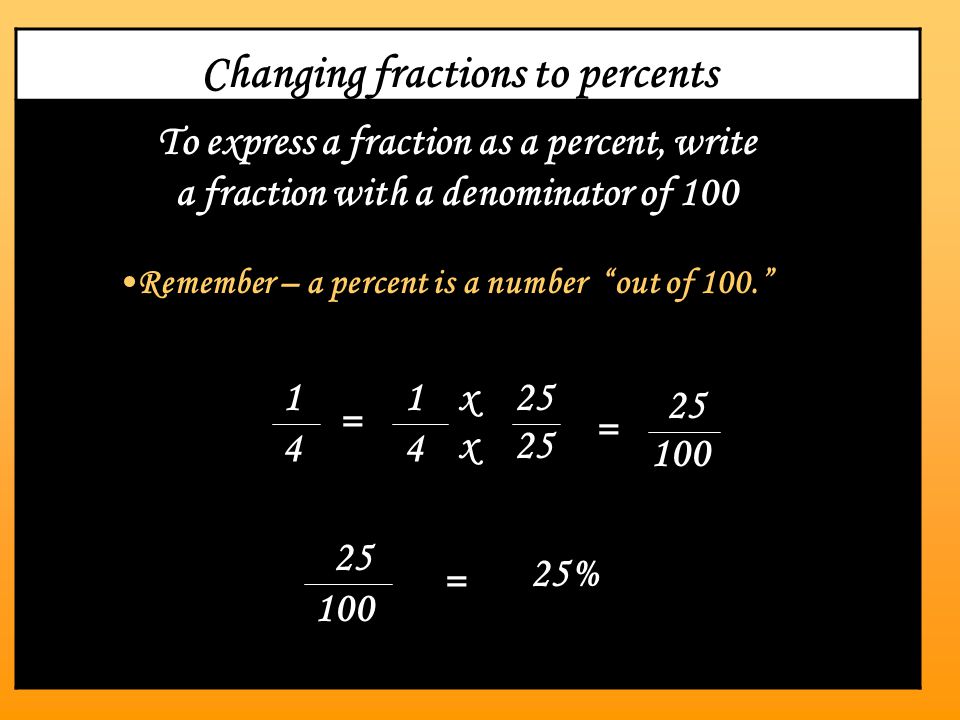 Changing fractions to percents
