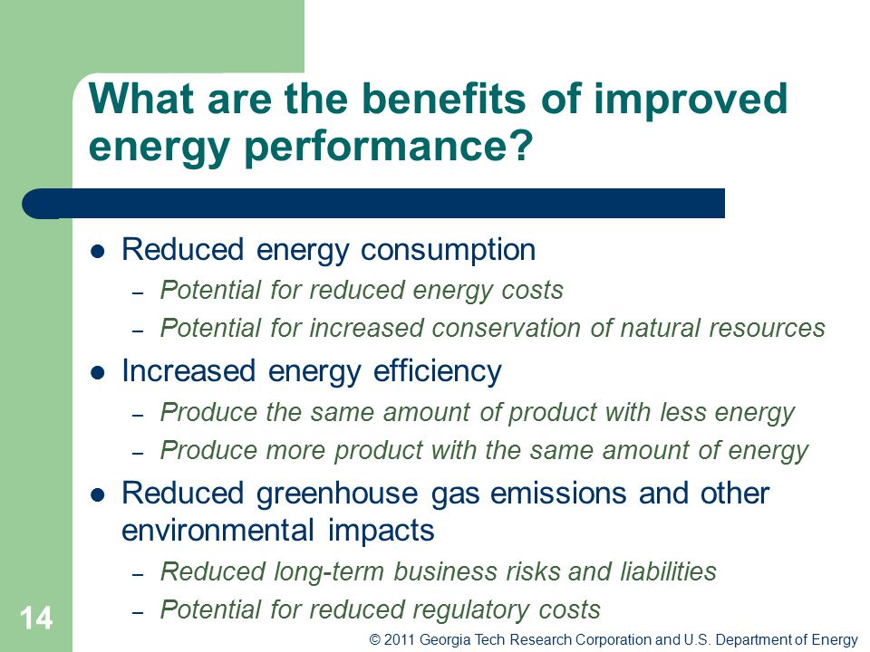What are the benefits of improved energy performance