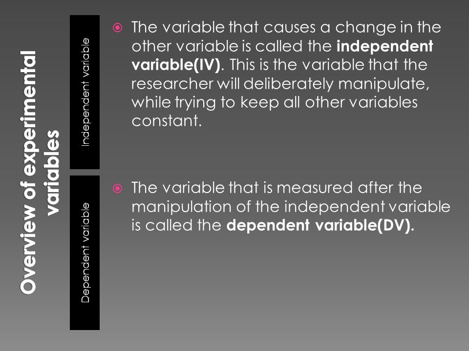 Overview of experimental variables