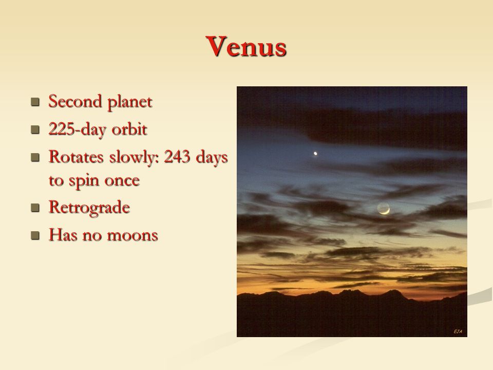 Venus Second planet 225-day orbit