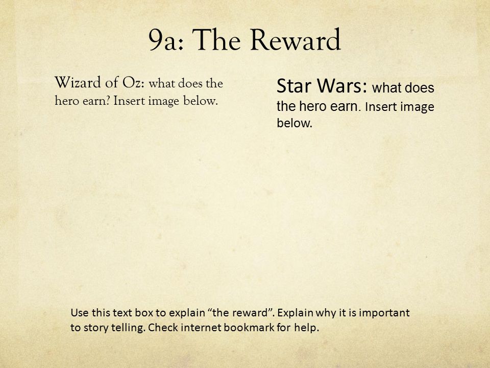 9a: The Reward Star Wars: what does the hero earn. Insert image below.