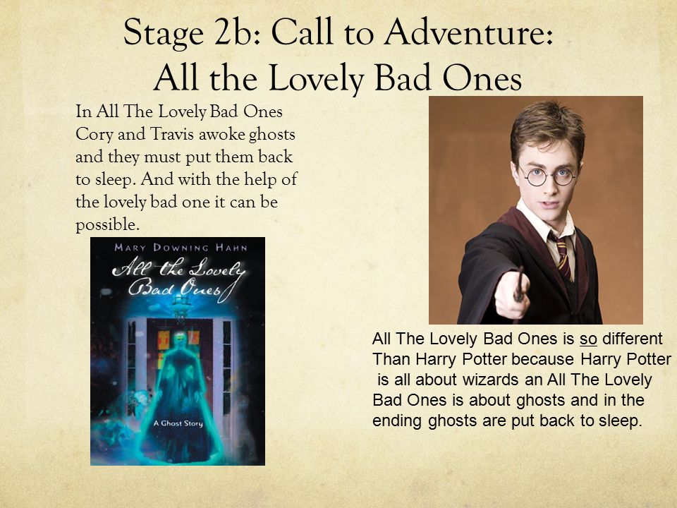 Stage 2b: Call to Adventure: All the Lovely Bad Ones