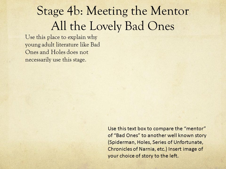Stage 4b: Meeting the Mentor All the Lovely Bad Ones