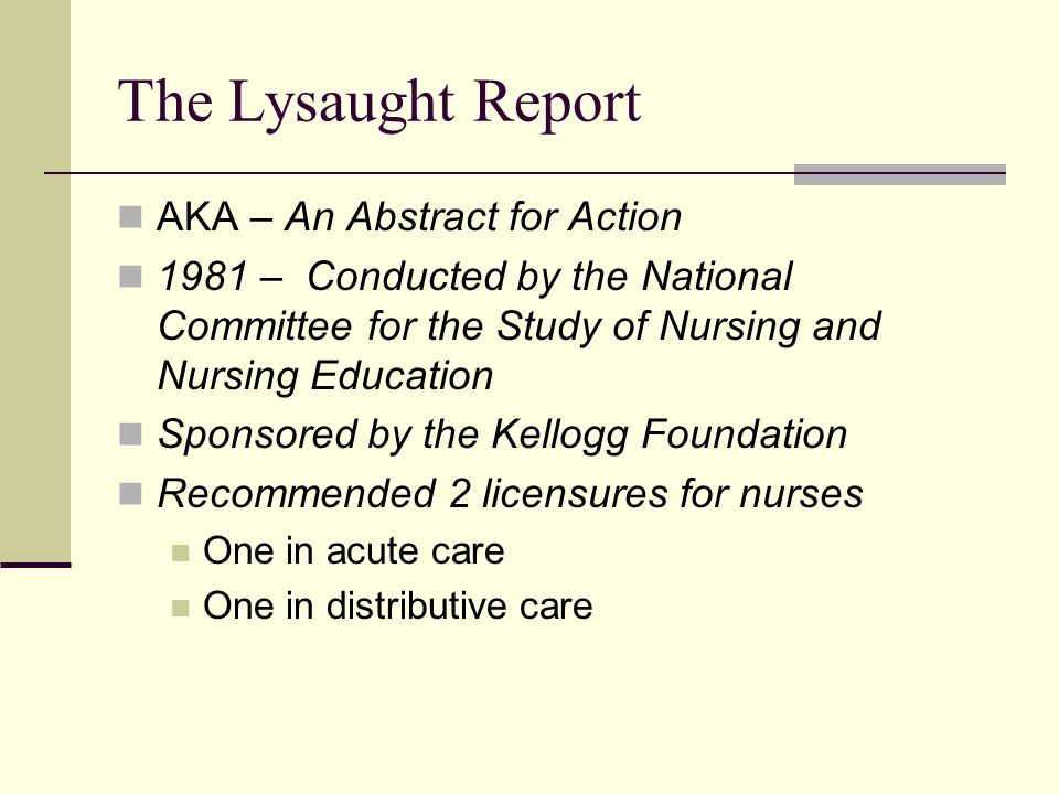 The Lysaught Report AKA – An Abstract for Action