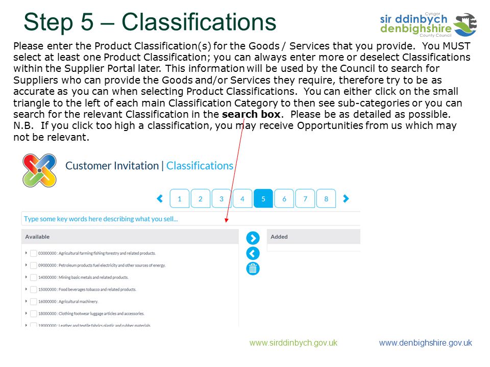 Step 5 – Classifications