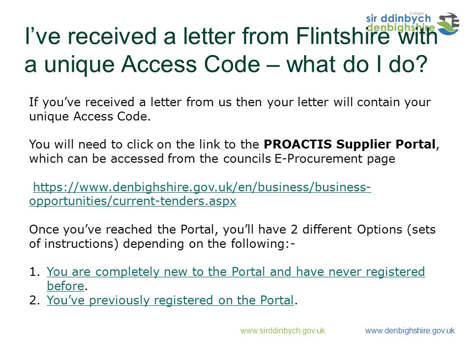 I’ve received a letter from Flintshire with a unique Access Code – what do I do