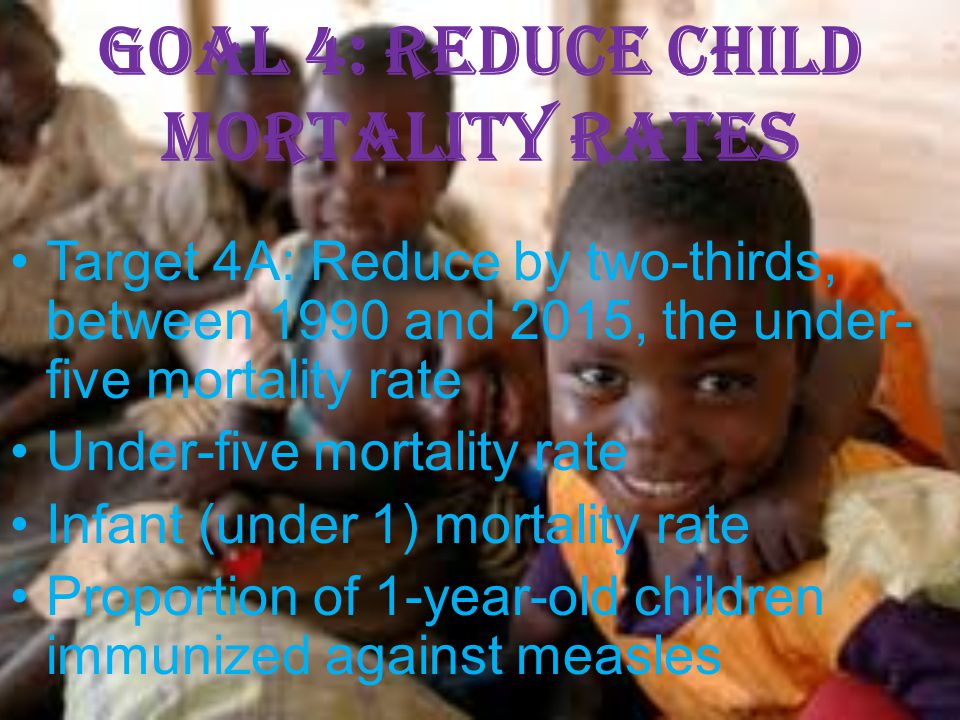 Goal 4: Reduce child mortality rates