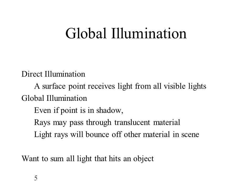 Global Illumination Direct Illumination