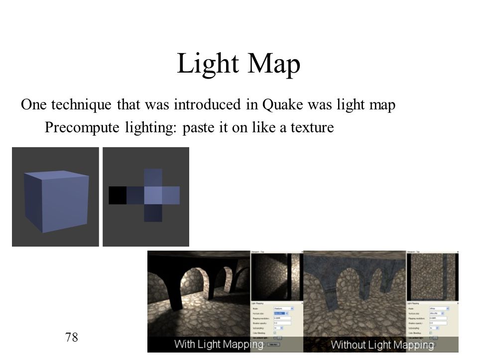 Light Map One technique that was introduced in Quake was light map
