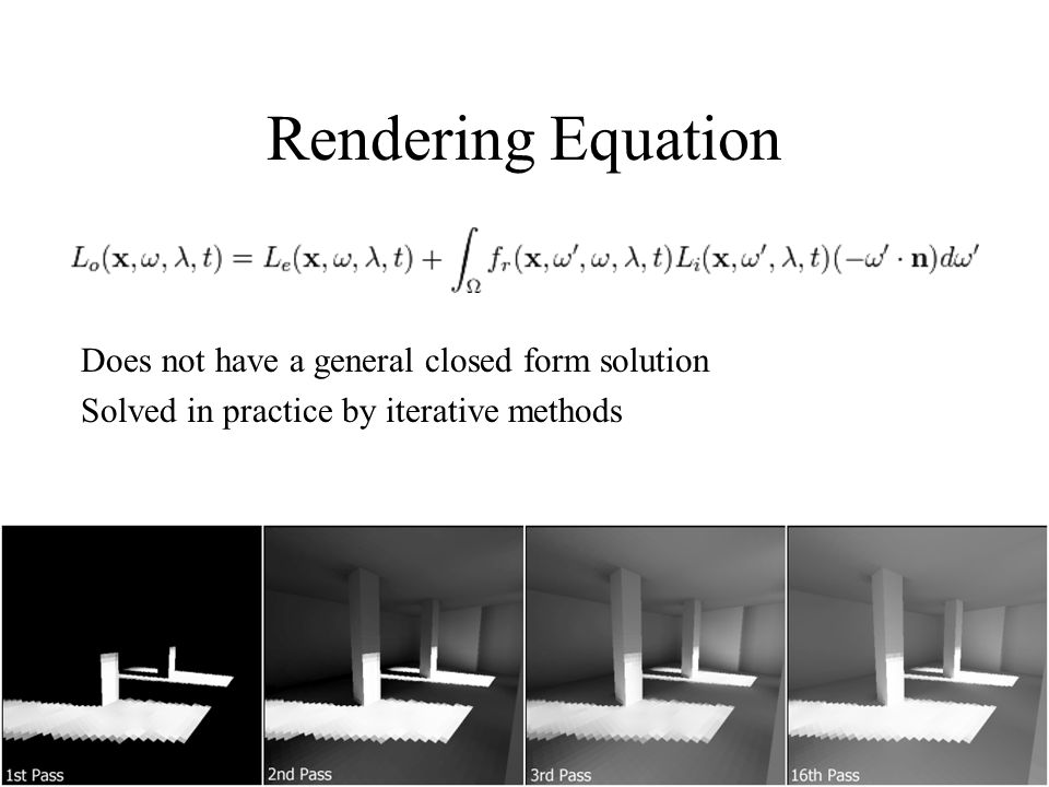 Rendering Equation Does not have a general closed form solution