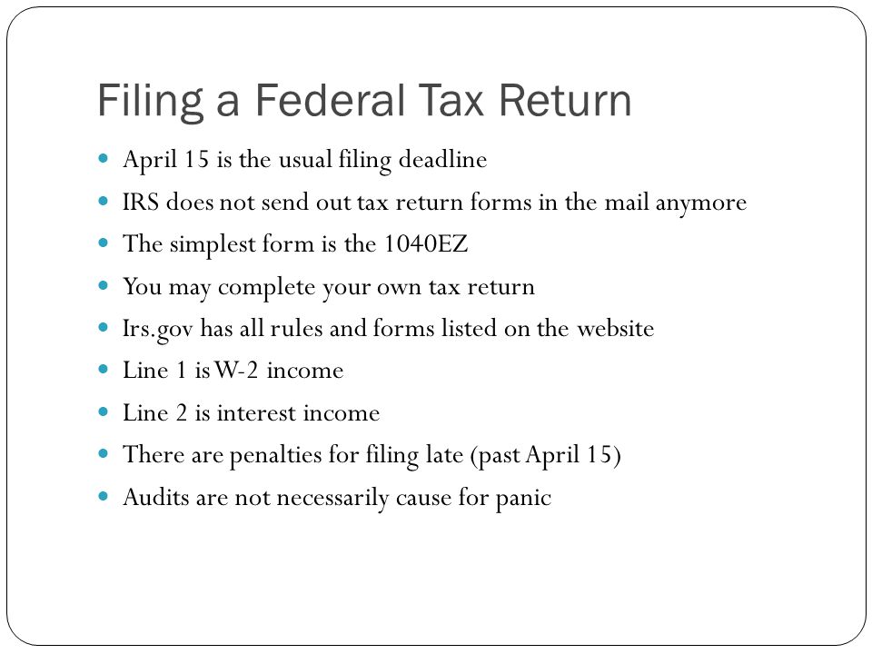 Filing a Federal Tax Return