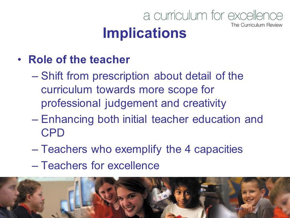 Implications Role of the teacher