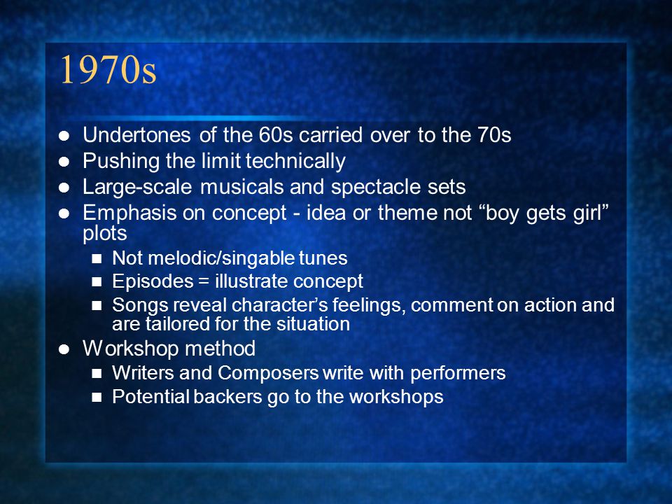 1970s Undertones of the 60s carried over to the 70s