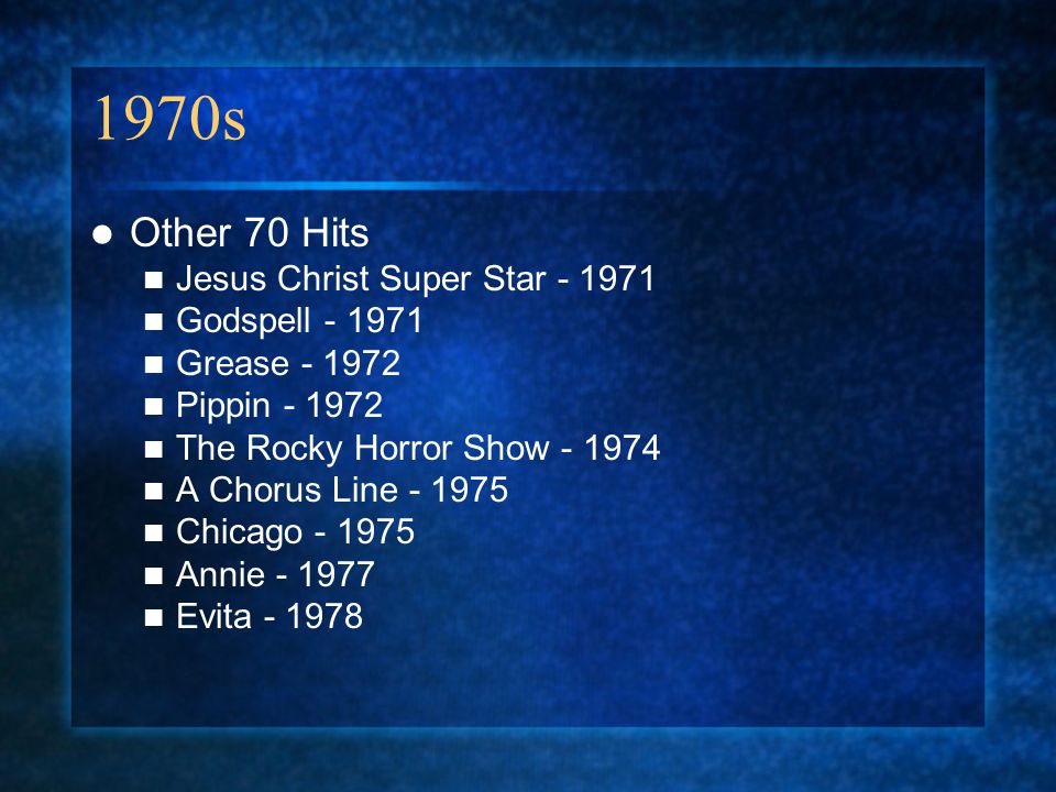 1970s Other 70 Hits Jesus Christ Super Star Godspell