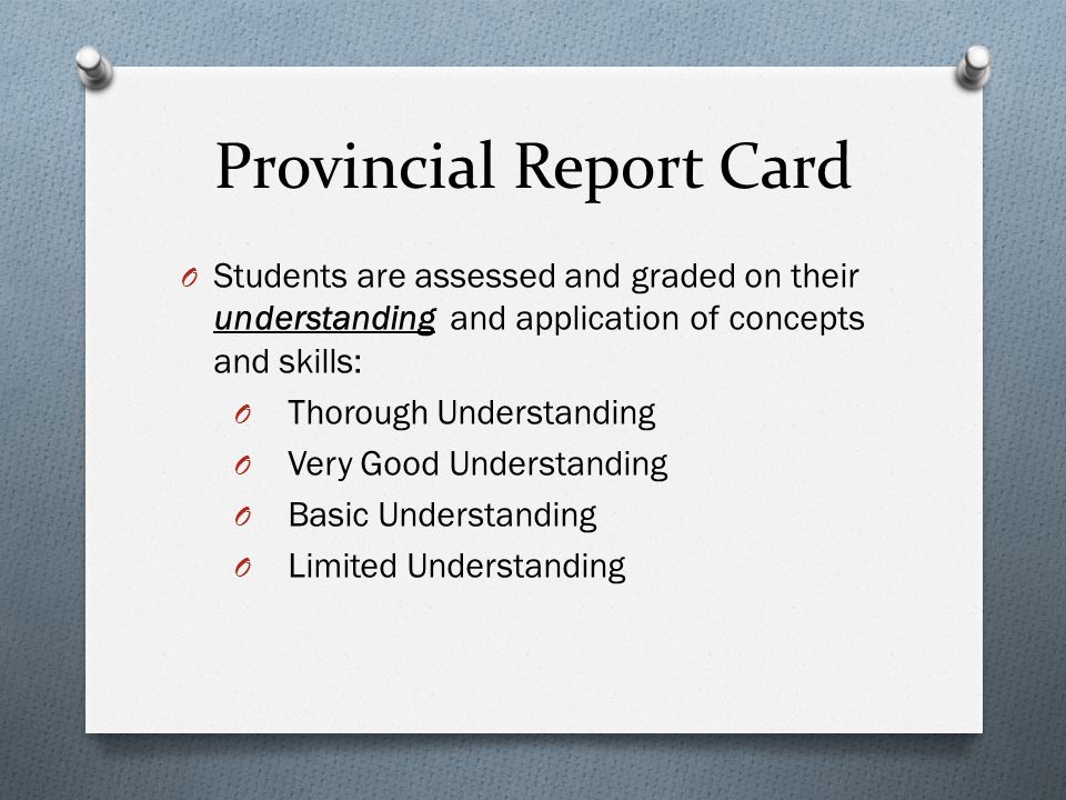 Provincial Report Card